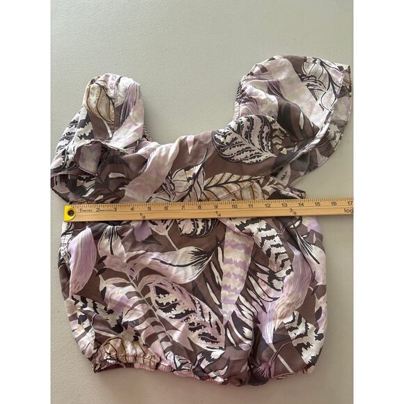 Unsubscribed Women's Size XS Floral Off The Shoulder Silk Casual Blouse Tops - Picture 5 of 8